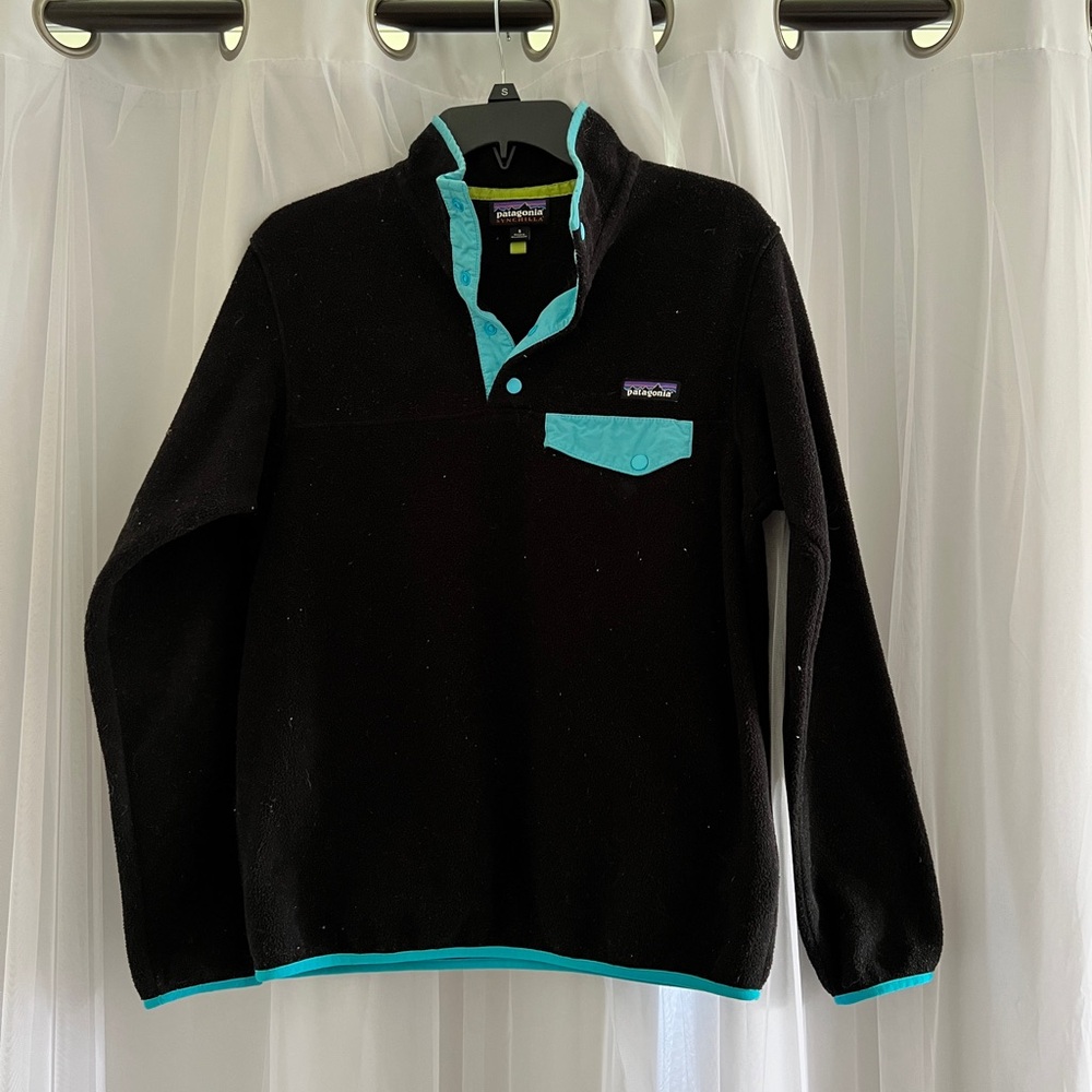 Patagonia Synchilla Black Fleece with Lime Trim
